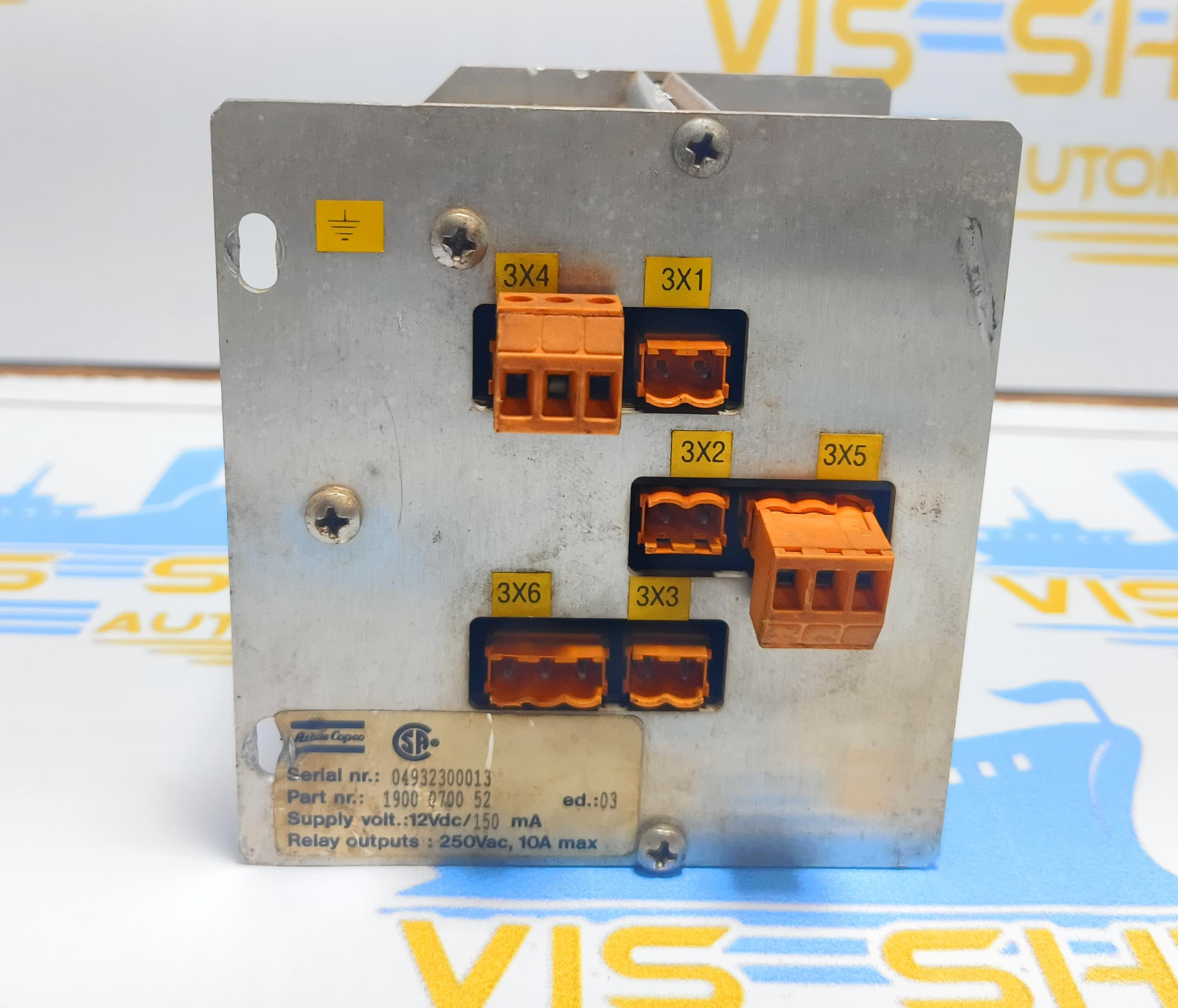 ATLAS COPCO 1900 0700 52 Air Compressor 250 VAC 10A MAX