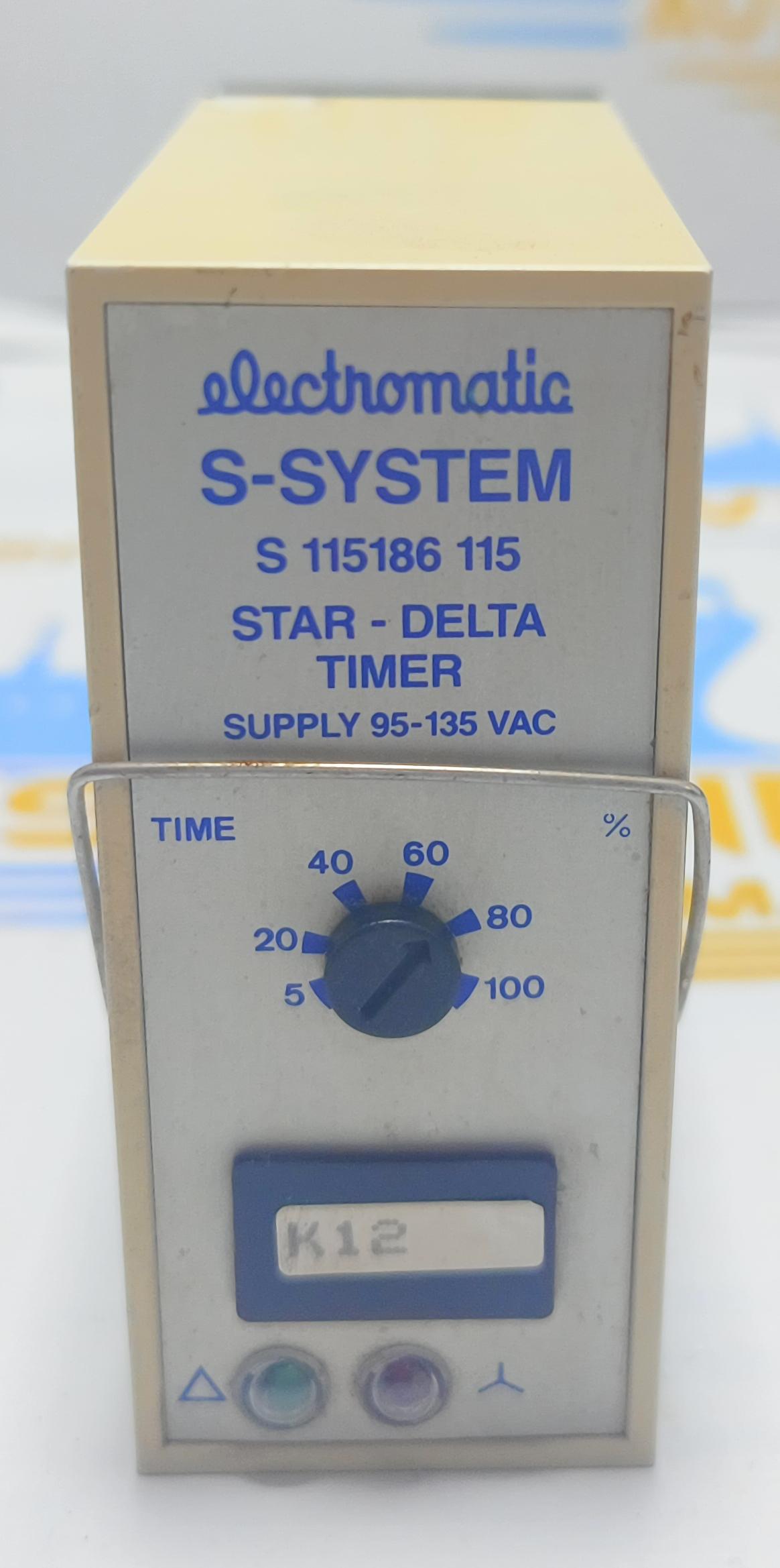 ELECTROMATIC S - SYSTEM S115186 115 STAR -  DELTA TIMER SUPPLY 95-135 VAC . K 12