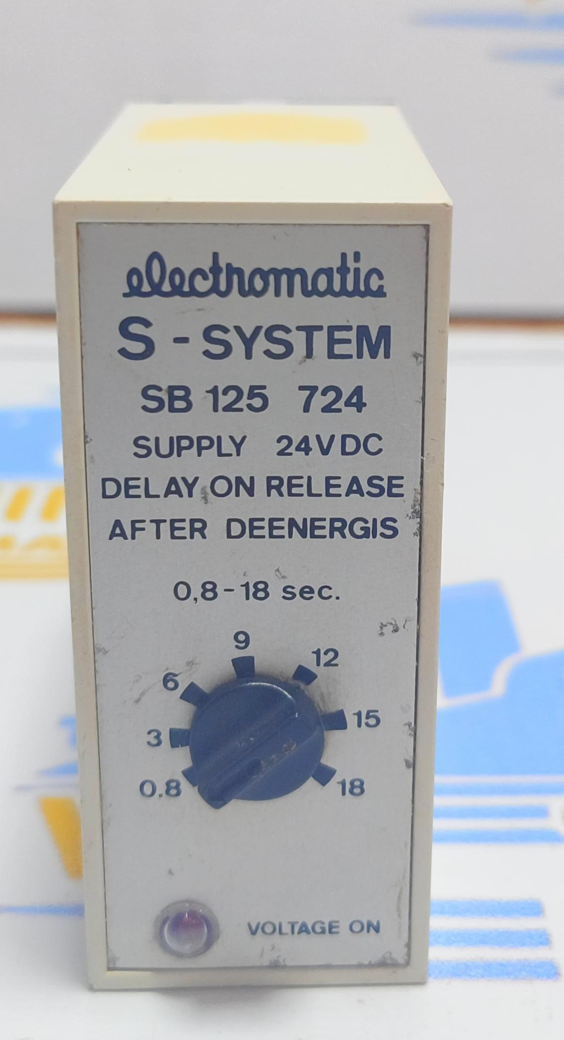 ELECTROMATIC S-SYSTEM SB 105 724 DELAY ON RELEASE TIMER RELAY 24VCD 