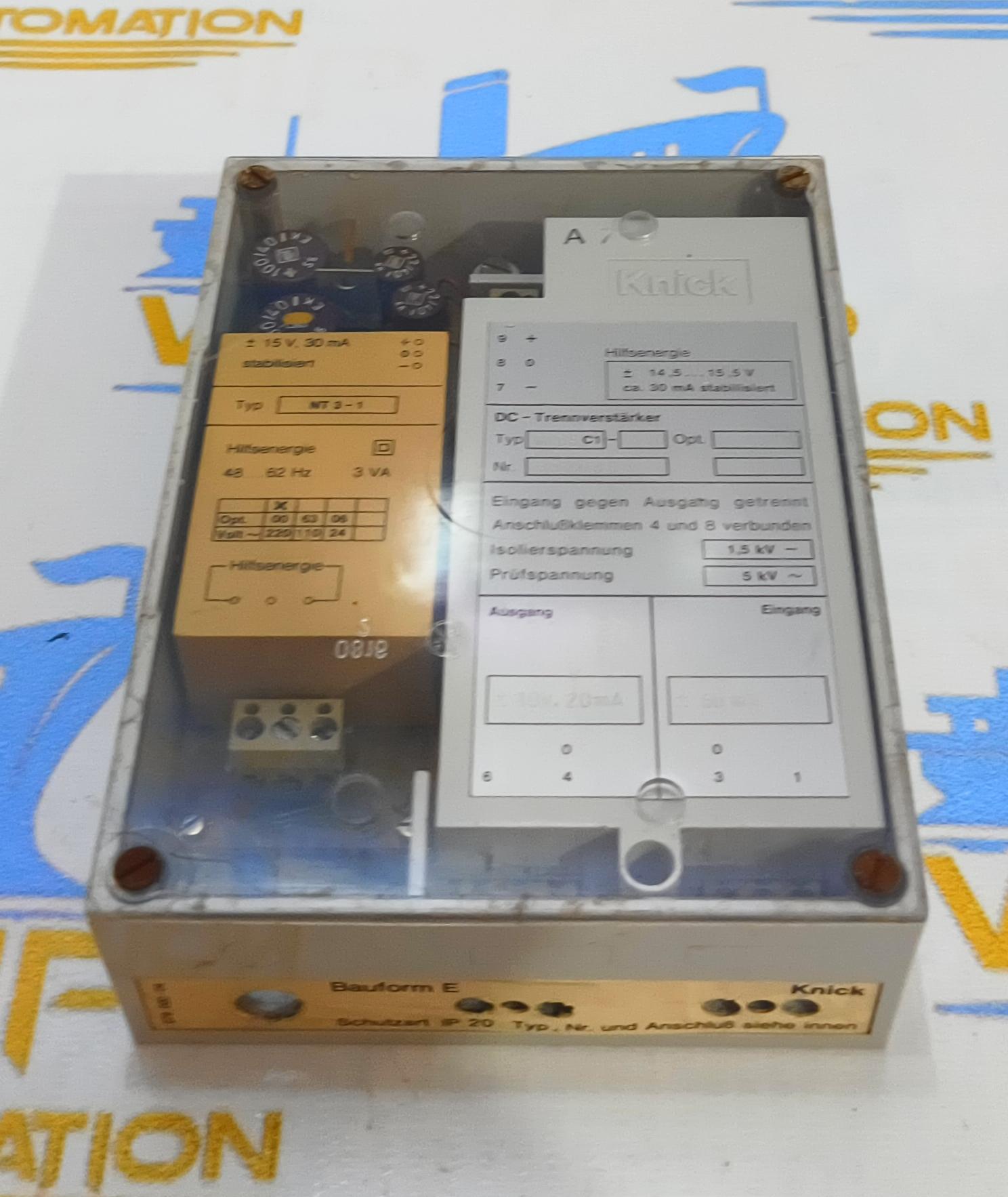 KNICK DC- ISOLATION AMPLIFIER TYPE: 8206-C1 NO: 397036 INSULATIO VOLTAGE 1.5Kv