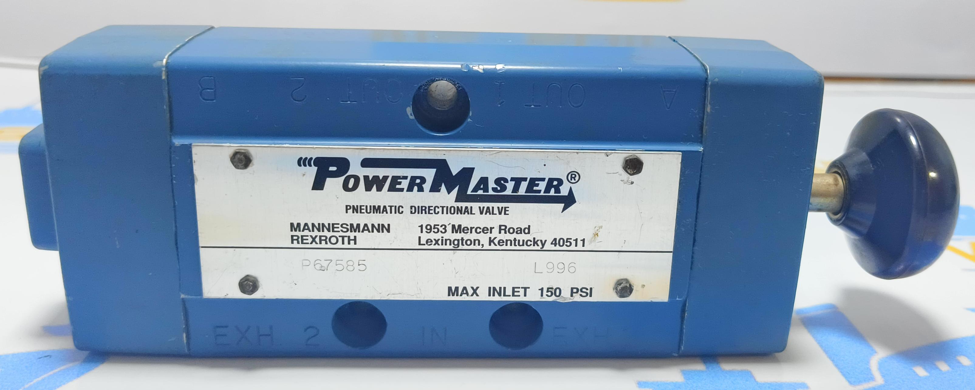 REXROTH POWER MASTER PNEUMATIC DIRECTIONAL VALVE   P 67585 MAX INLET PSI 150 PSI 